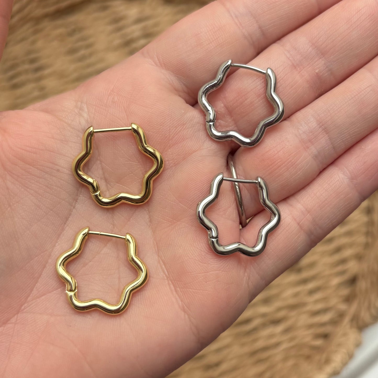 Wavy Hoops // Large Huggie Earrings