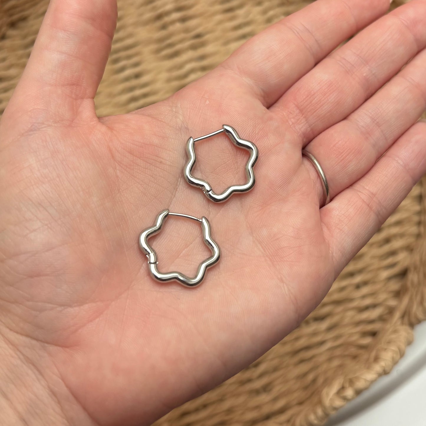 Wavy Hoops // Large Huggie Earrings