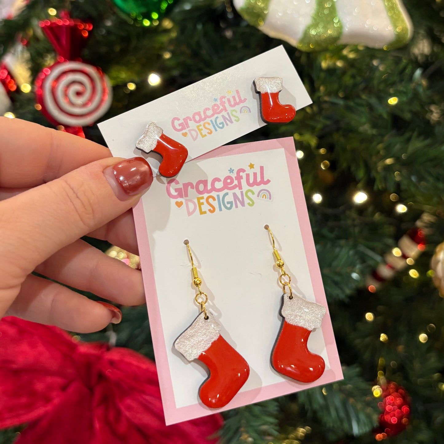 Classic Red Stocking Earrings