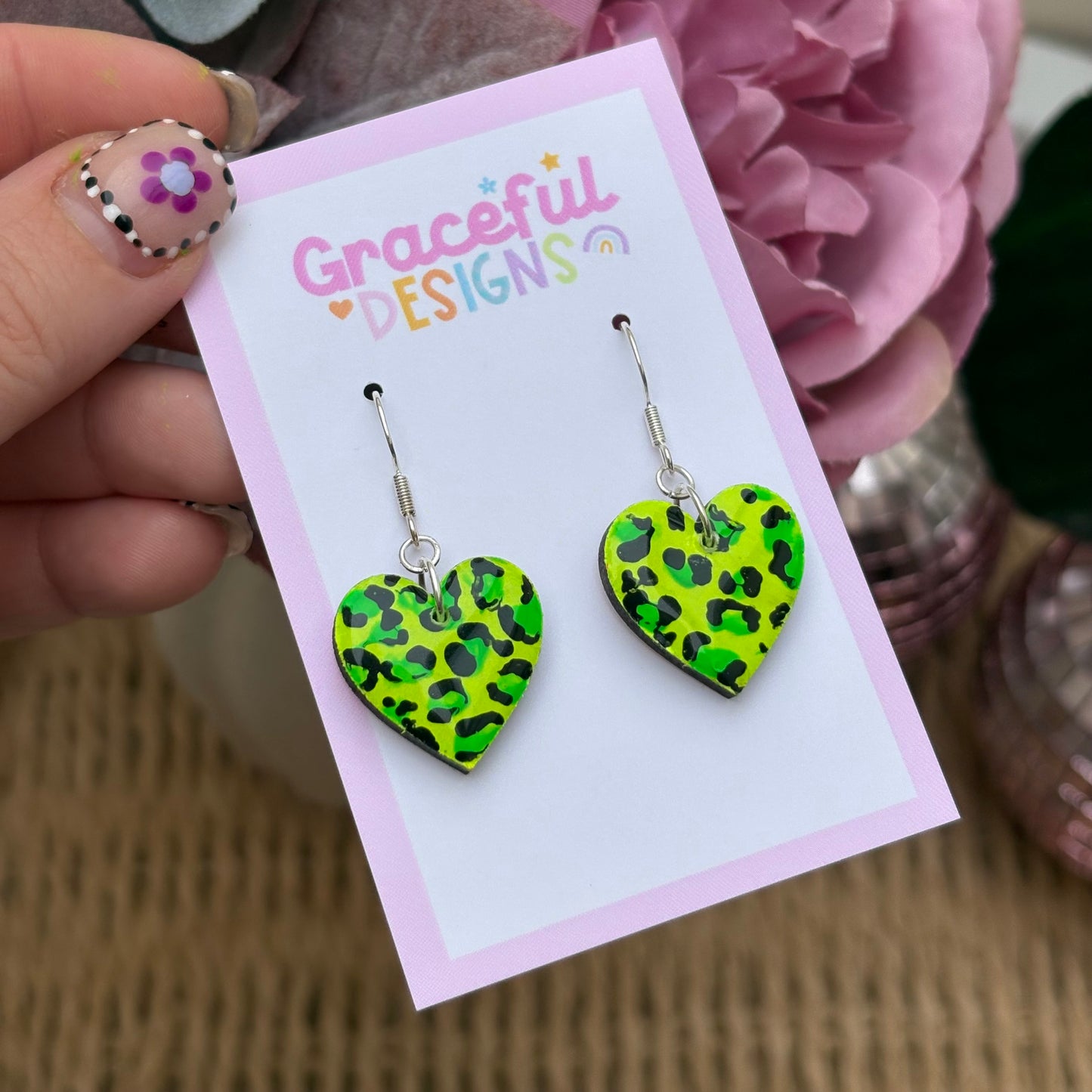 Neon Safari // neon leopard print earrings