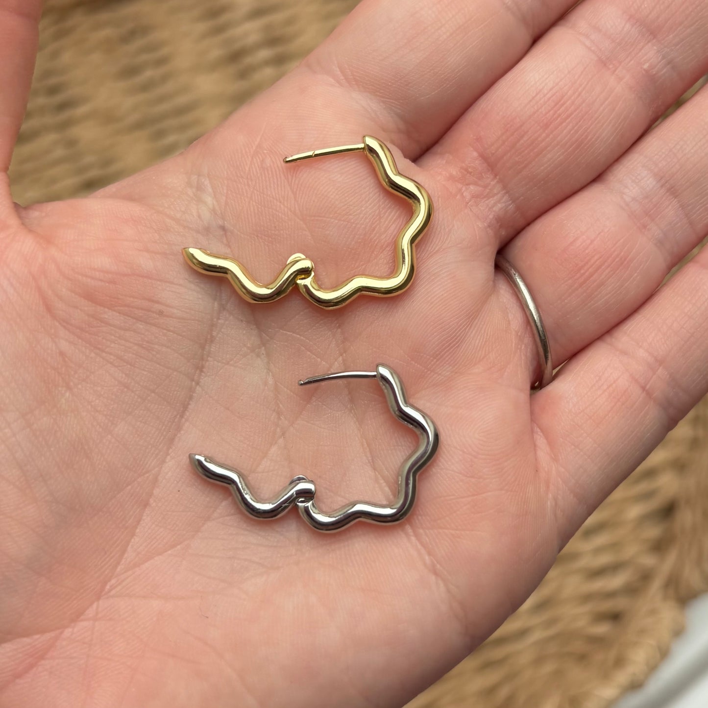 Wavy Hoops // Large Huggie Earrings