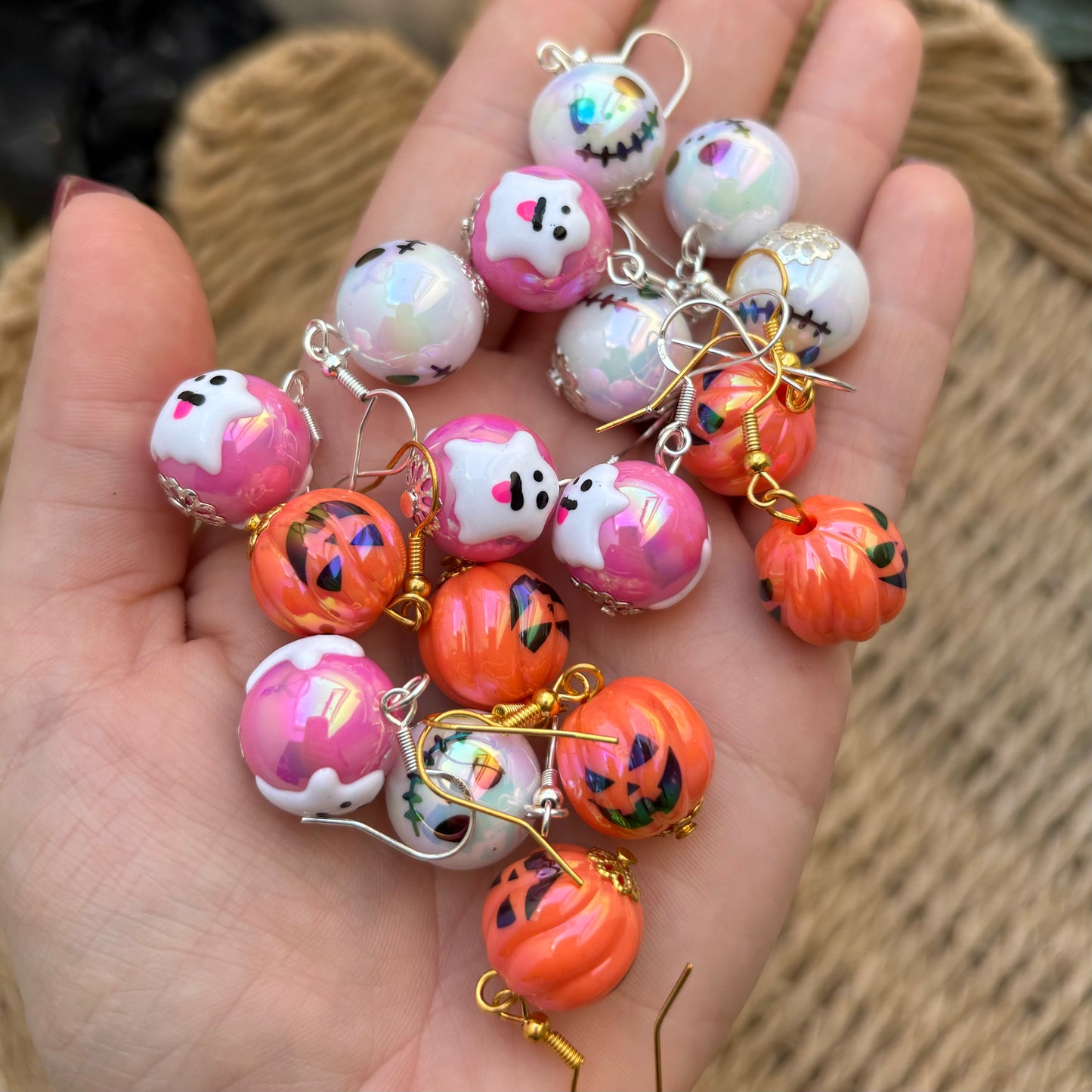 Ghostie 👻 Iridescent Beaded Earring