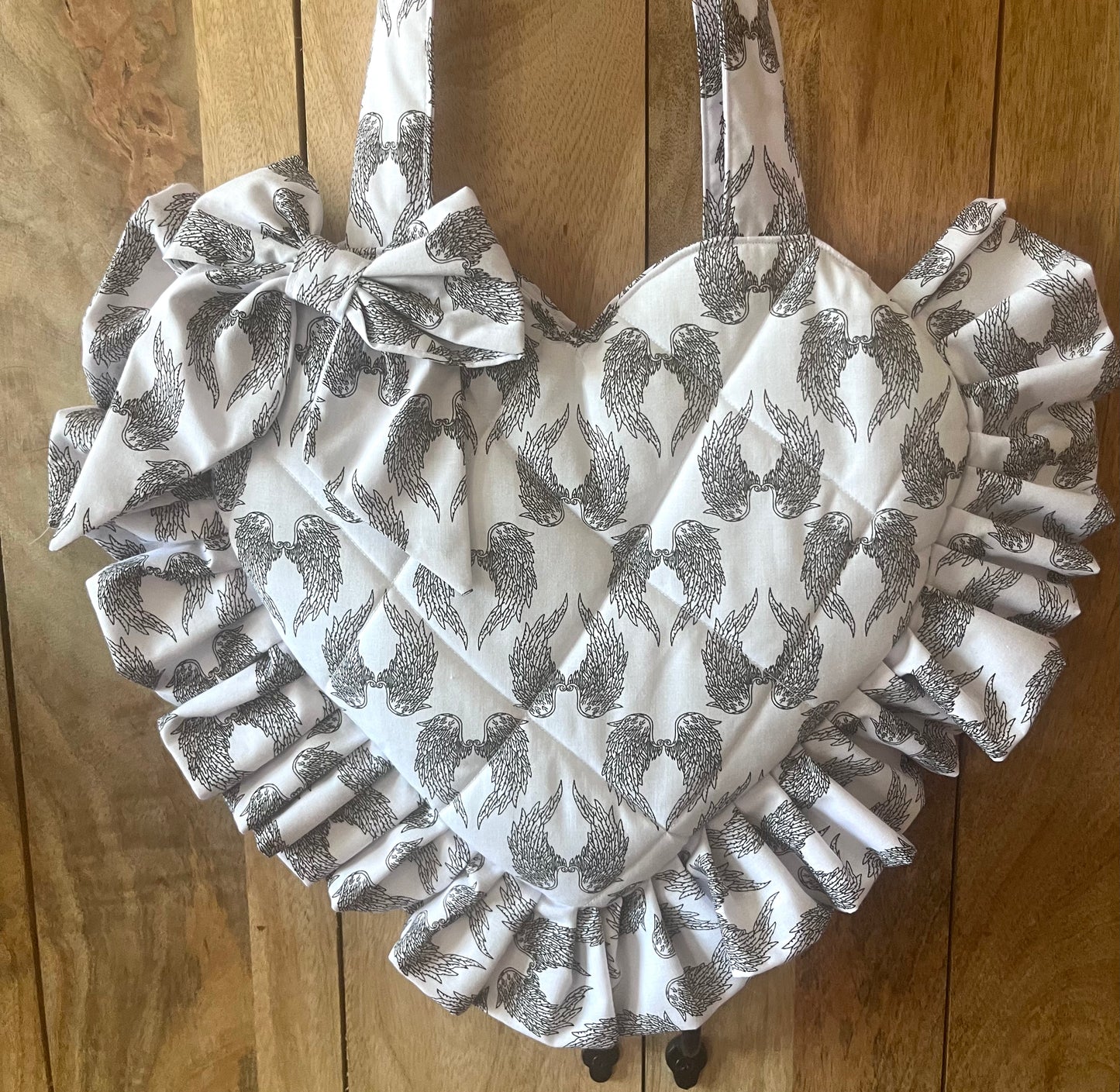 Small Angel Wings Frill Heart Tote Bag (with bow)