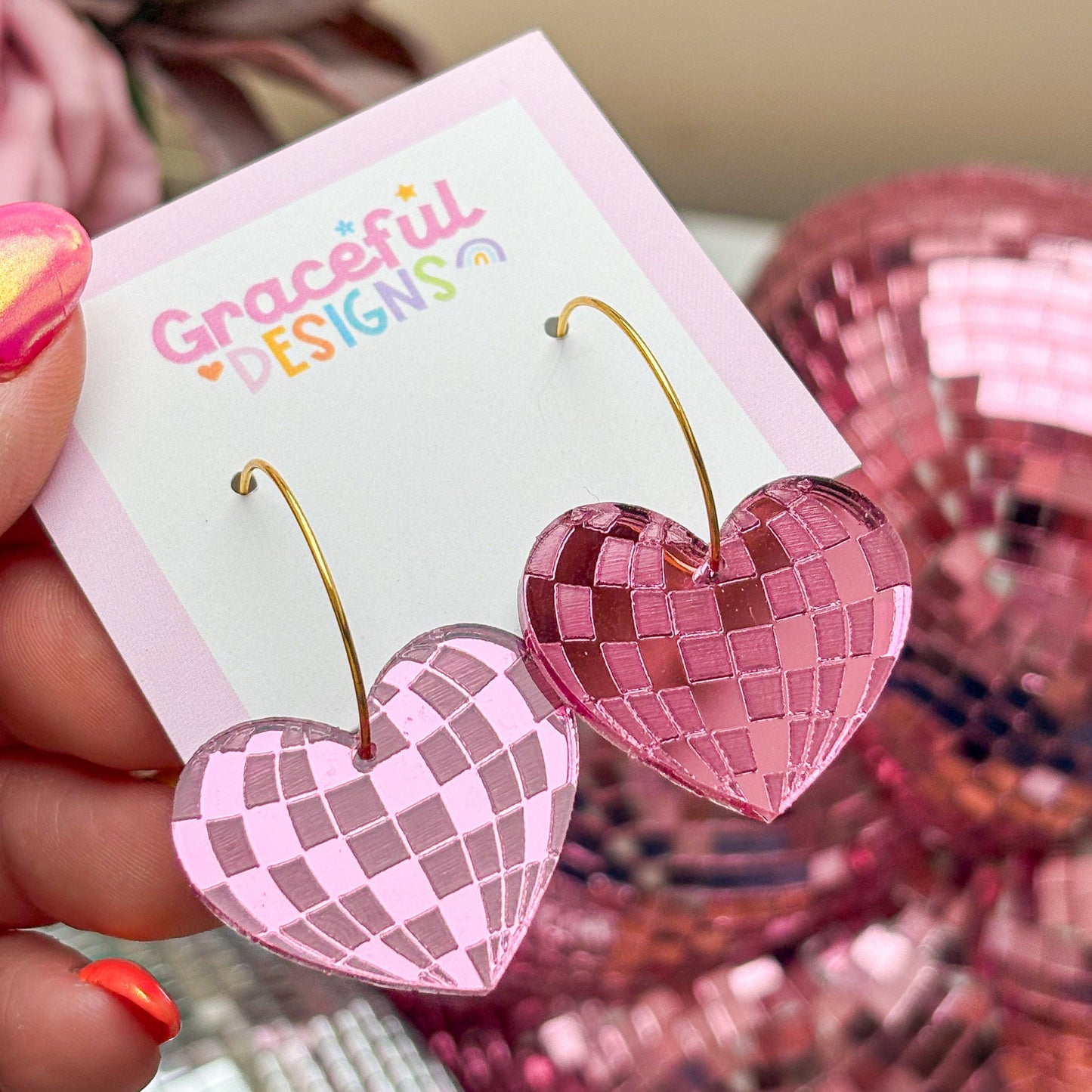 Mirrorball Heart Earrings