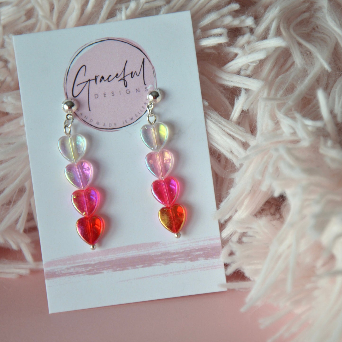 Pink Ombré Heart Studs