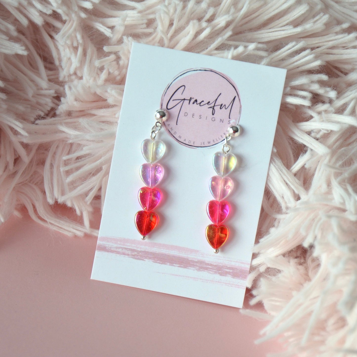 Pink Ombré Heart Studs