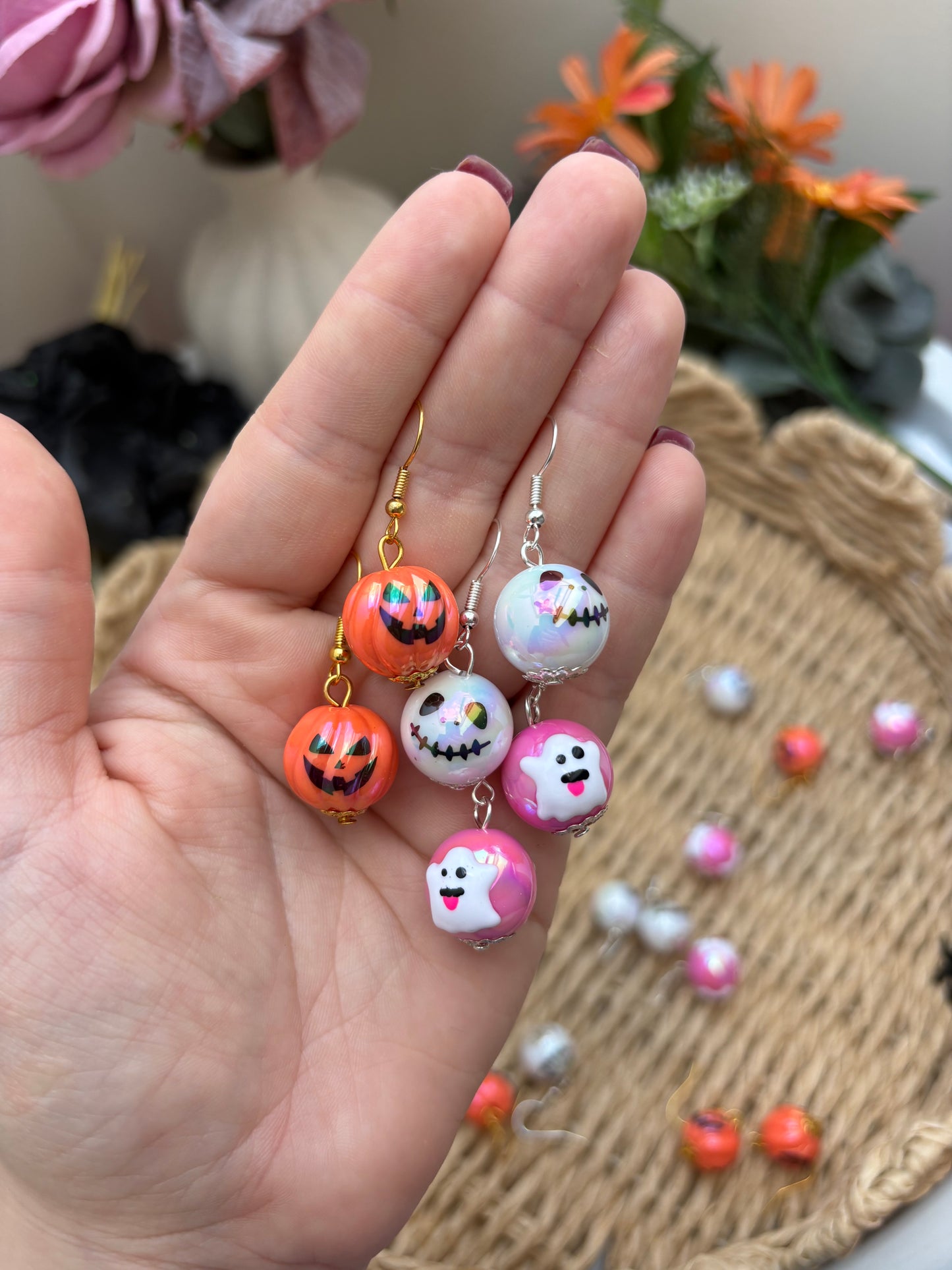 Pumpkin 🎃 Iridescent Bead Earring
