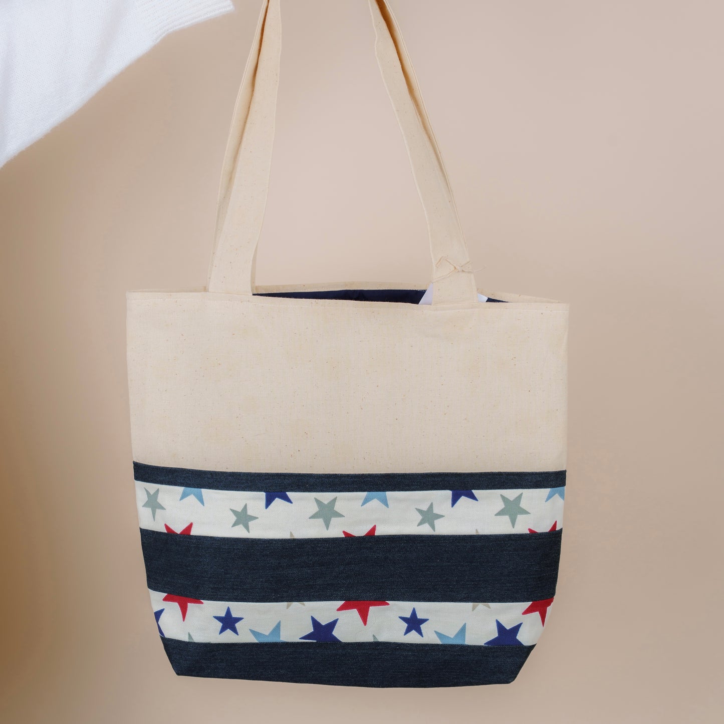 Stars Tote Bag // canvas + jeans tote
