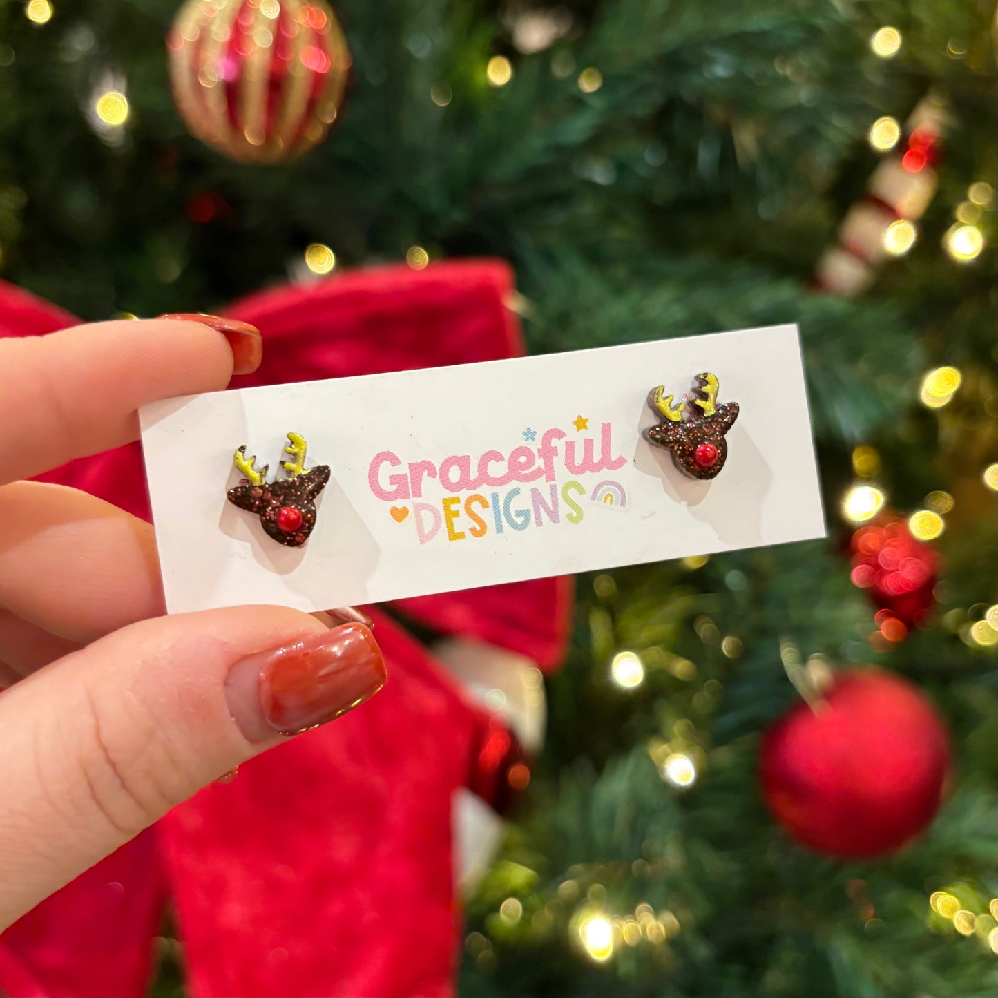 Red Nose Reindeer // Resin Studs