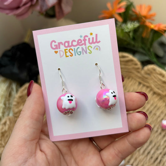 Ghostie 👻 Iridescent Beaded Earring