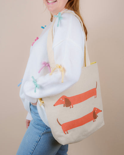 Sausage Dog Tote Bag // canvas tote