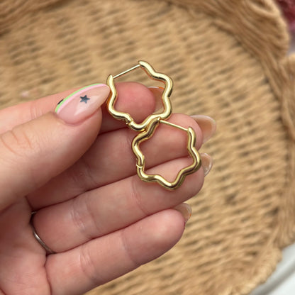 Wavy Hoops // Large Huggie Earrings