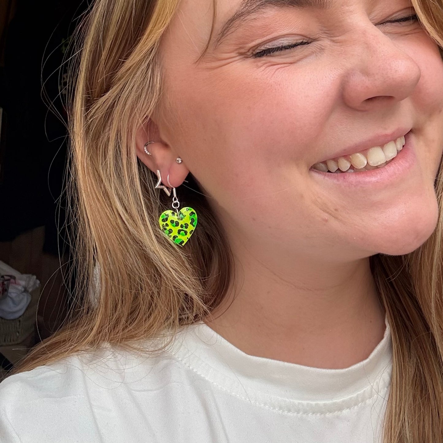 Neon Safari // neon leopard print earrings