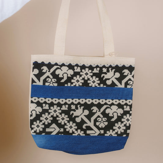 Flower Tote Bag // canvas + jeans tote