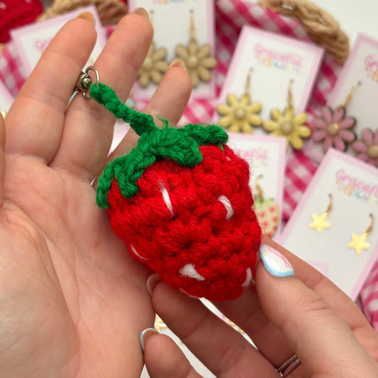 Crochet Strawberry Keyrings - Collaboration with KraftyKreations