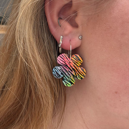 Neon Safari // neon tiger/zebra print earrings