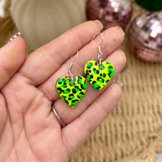 Neon Safari // neon leopard print earrings