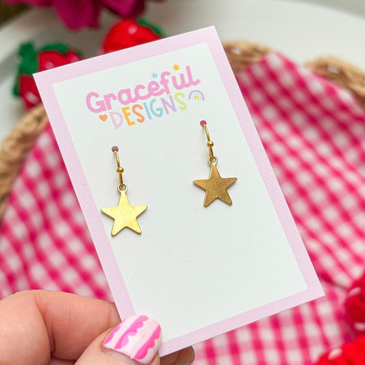 Gold Simple Star Earrings