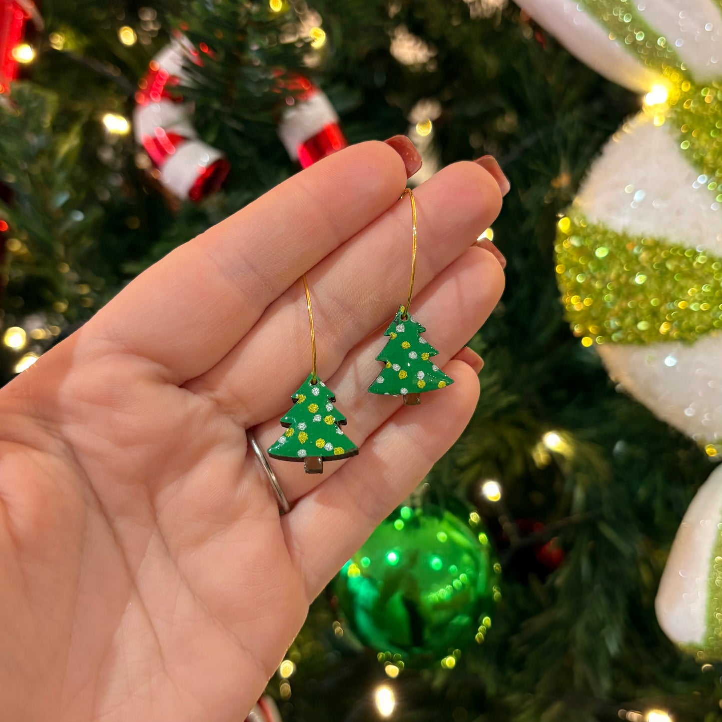 Dotty Christmas Tree Hoops