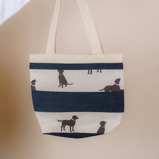 Black Lab Tote Bag // canvas + jeans tote