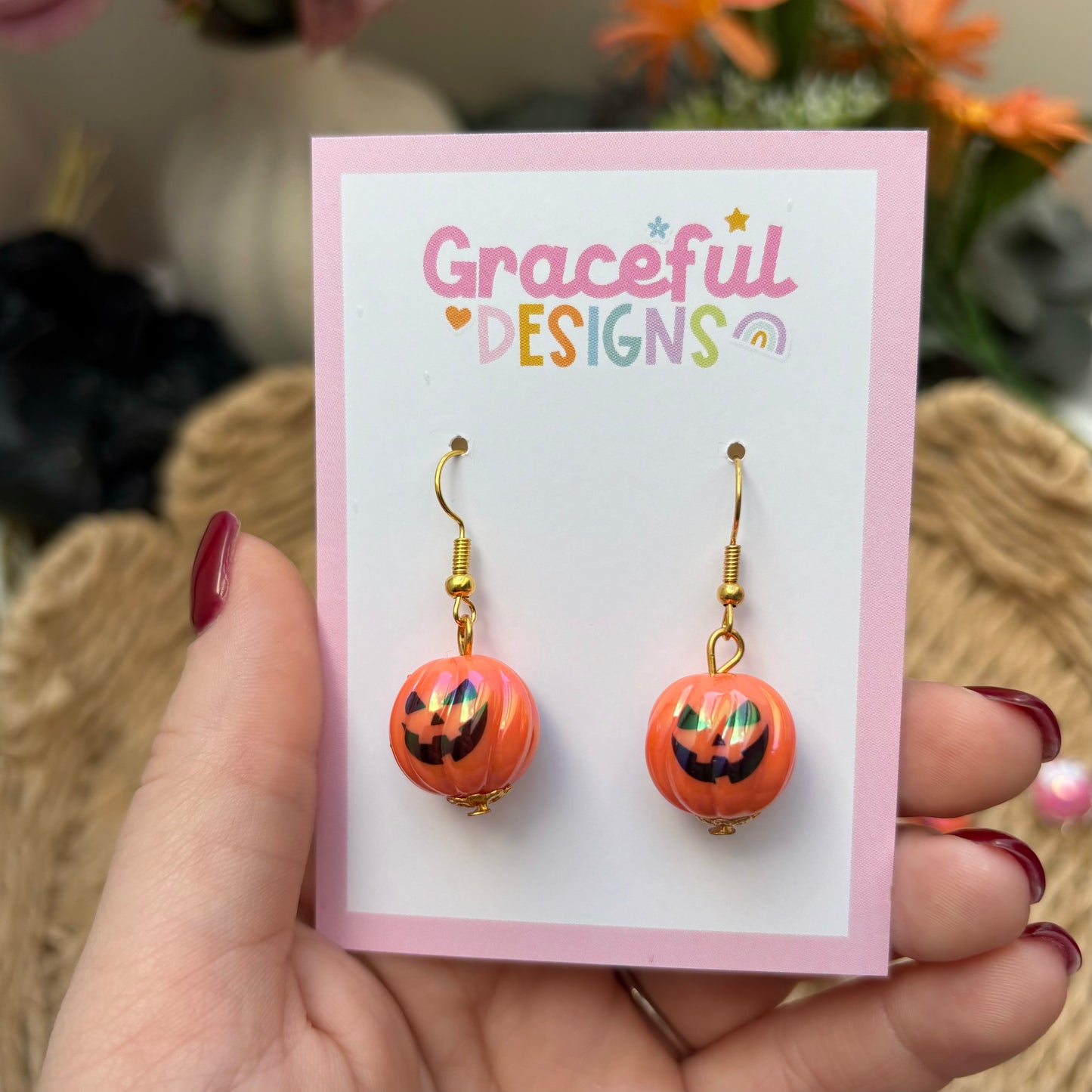 Pumpkin 🎃 Iridescent Bead Earring