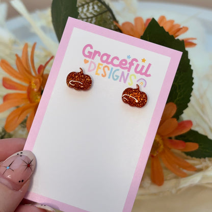 Mini Pumpkin Sparkle Studs