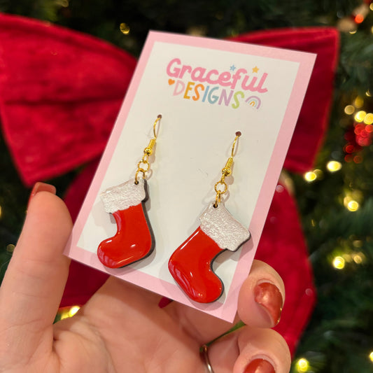 Classic Red Stocking Earrings