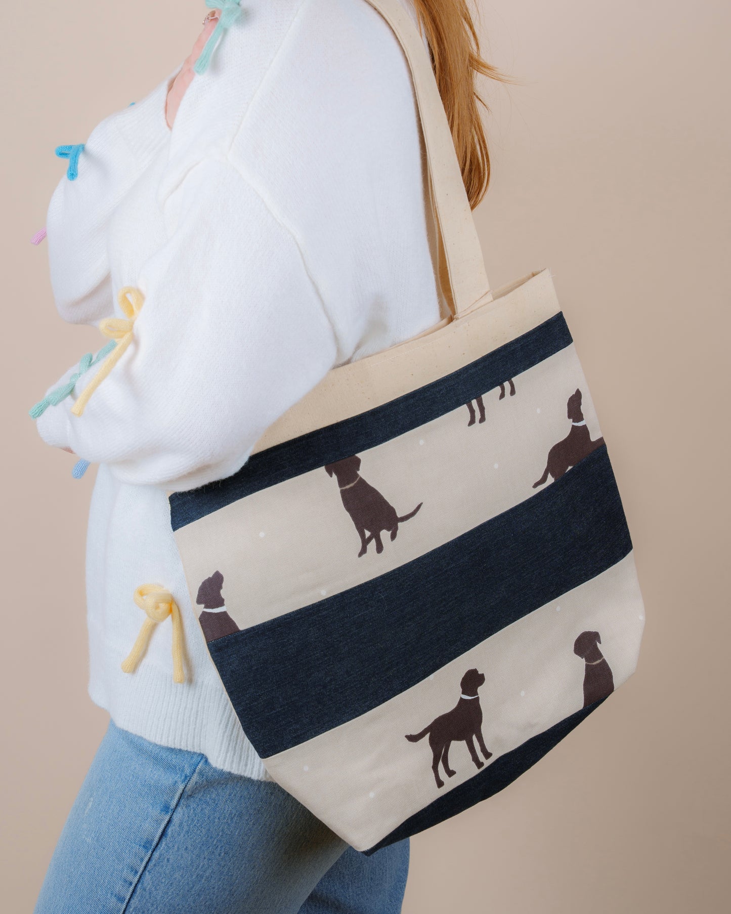 Black Lab Tote Bag // canvas + jeans tote