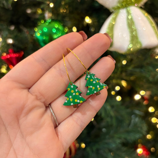 Dotty Christmas Tree Hoops