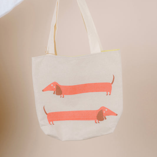 Sausage Dog Tote Bag // canvas tote