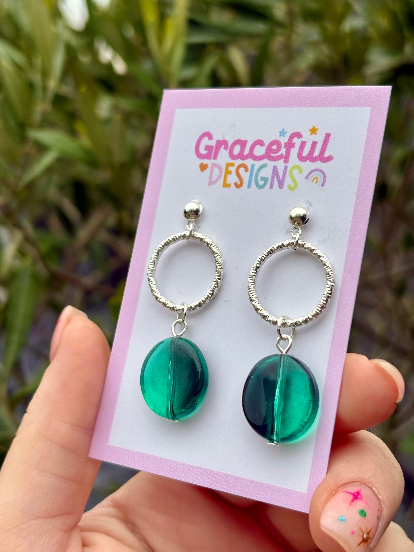 Emerald Green // Silver Circle Studs