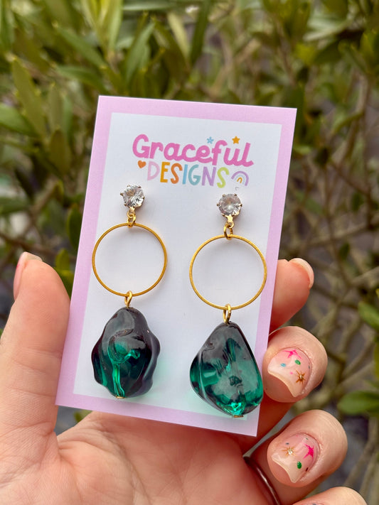 Emerald Green // Gold Studs