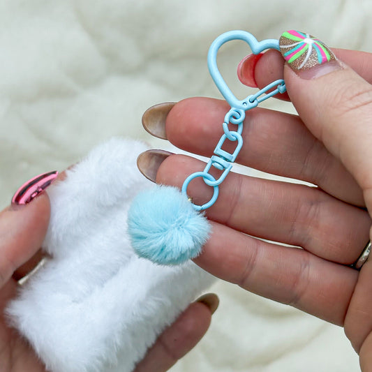 Dreamy Blue Pom-Pom Keyring