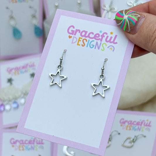 Silver Simple Star Earrings