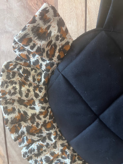 Small Leopard Print Frill Heart Tote Bag