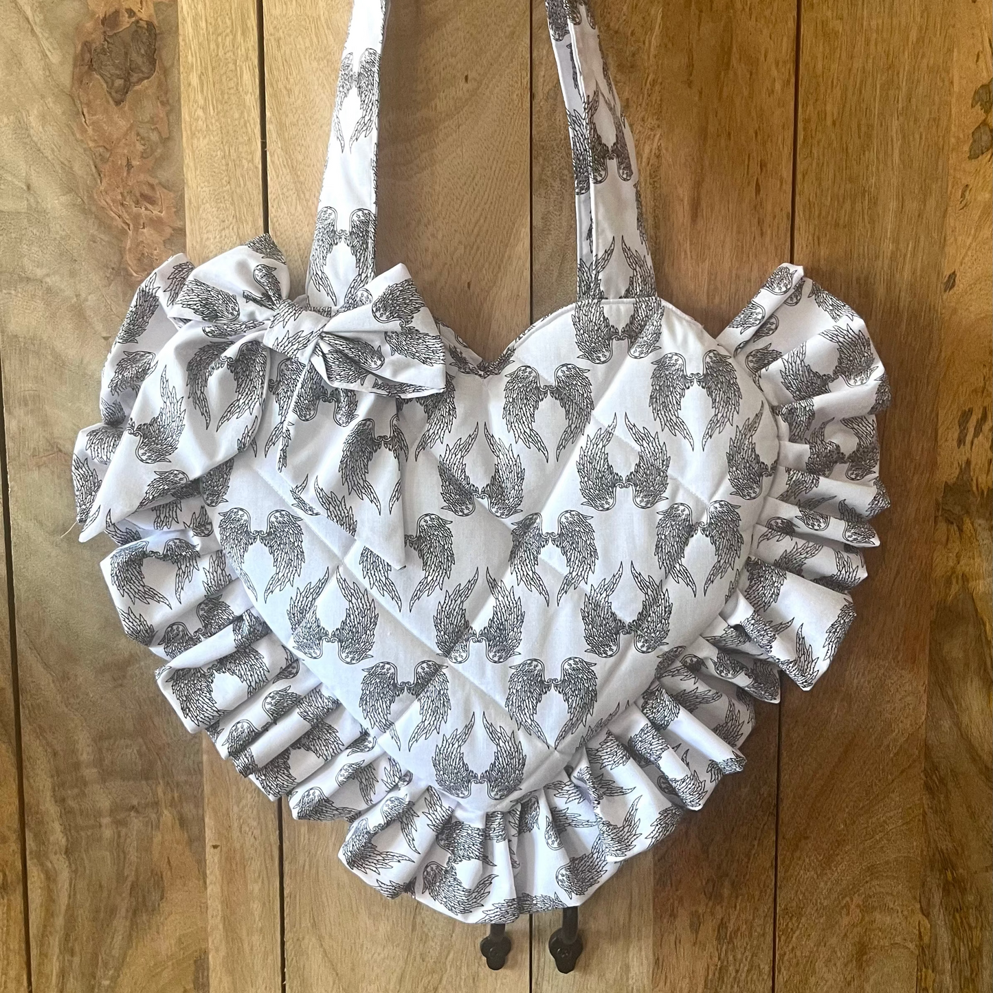 Small Angel Wings Frill Heart Tote Bag (with bow)