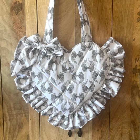 Small Angel Wings Frill Heart Tote Bag (with bow)