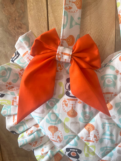Small Bright Pattern Frill Heart Tote Bag (with bow)