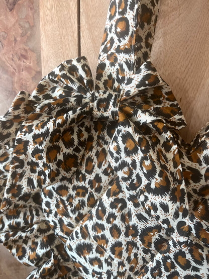 Leopard Print Frill Heart Tote Bag (with bow)