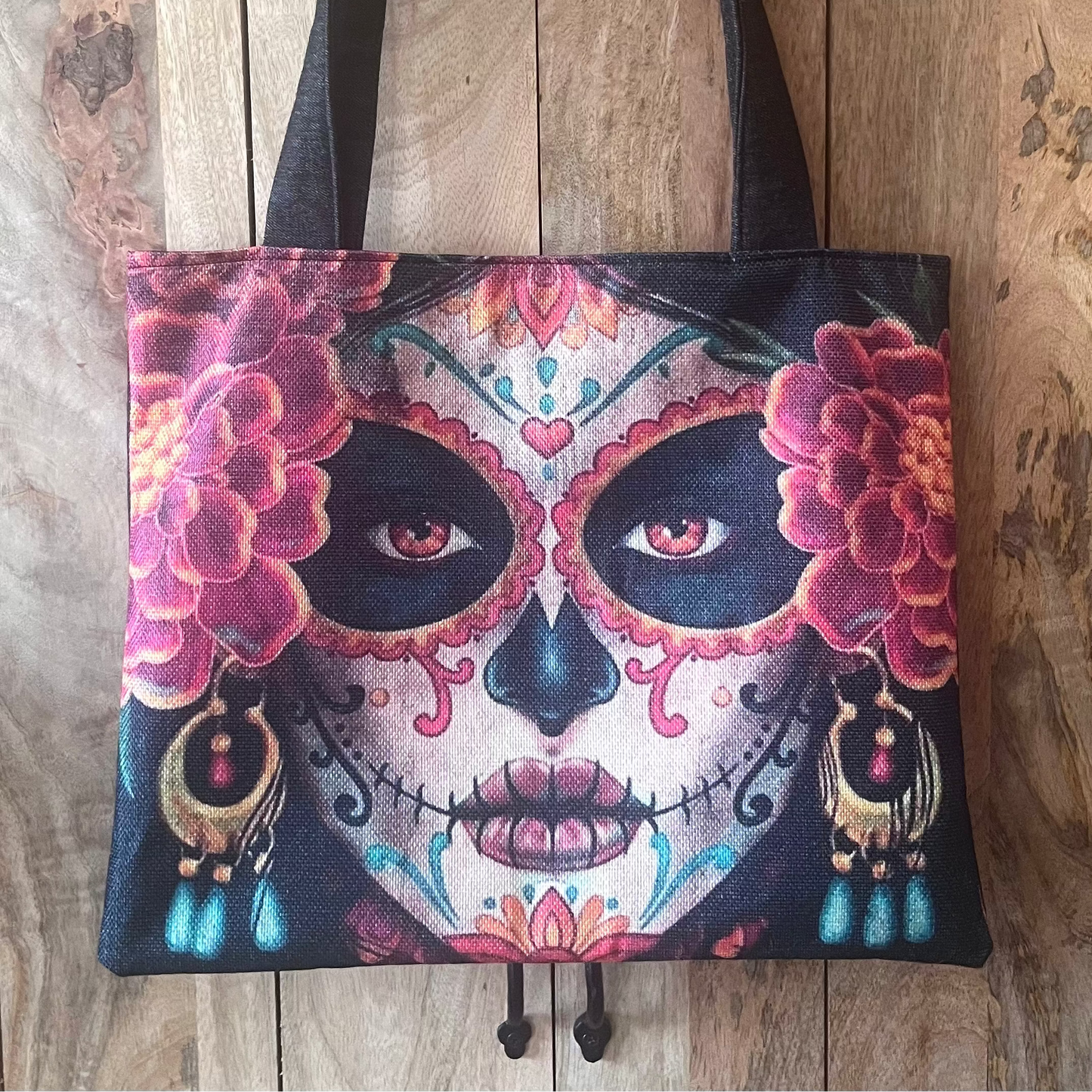 Colourful Skull Woman Canvas Tote Bag