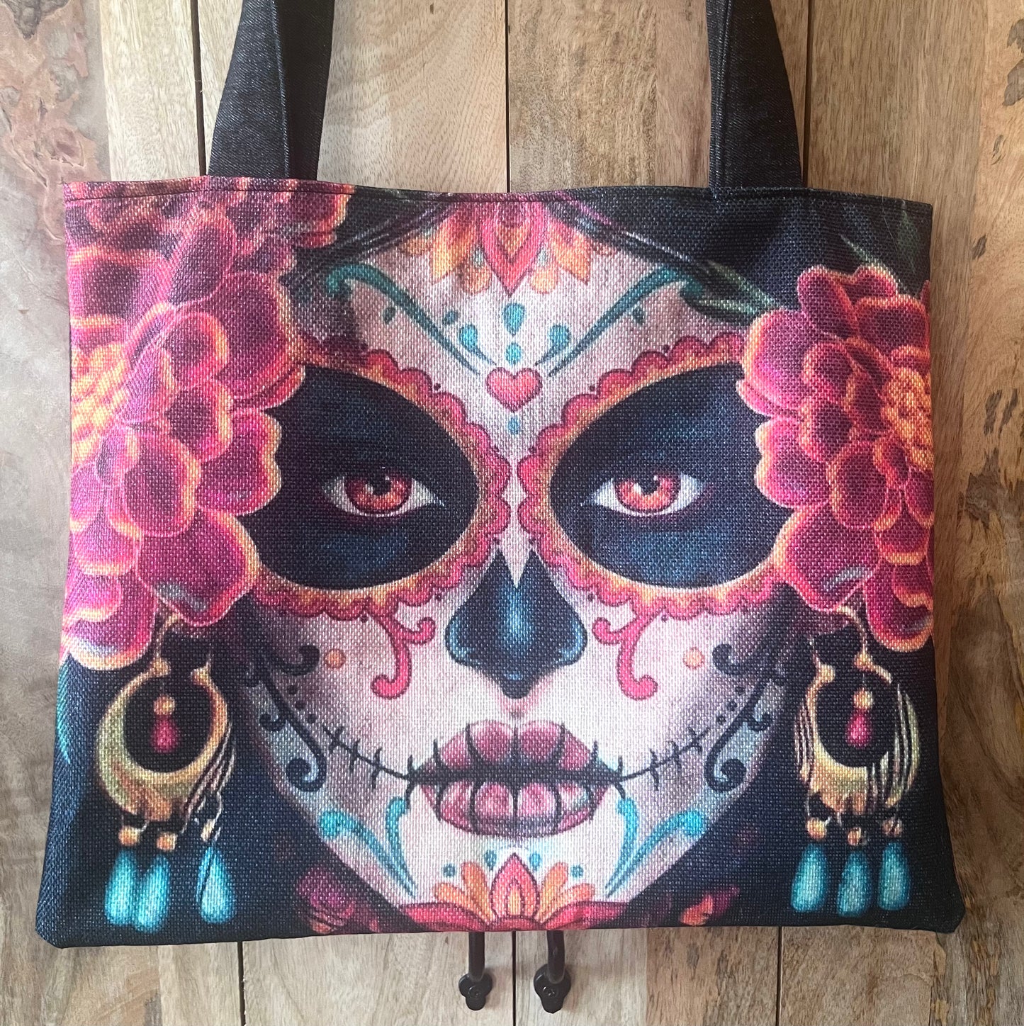 Colourful Skull Woman Canvas Tote Bag