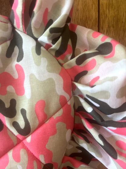 Small Pink Camo Frill Heart Tote Bag
