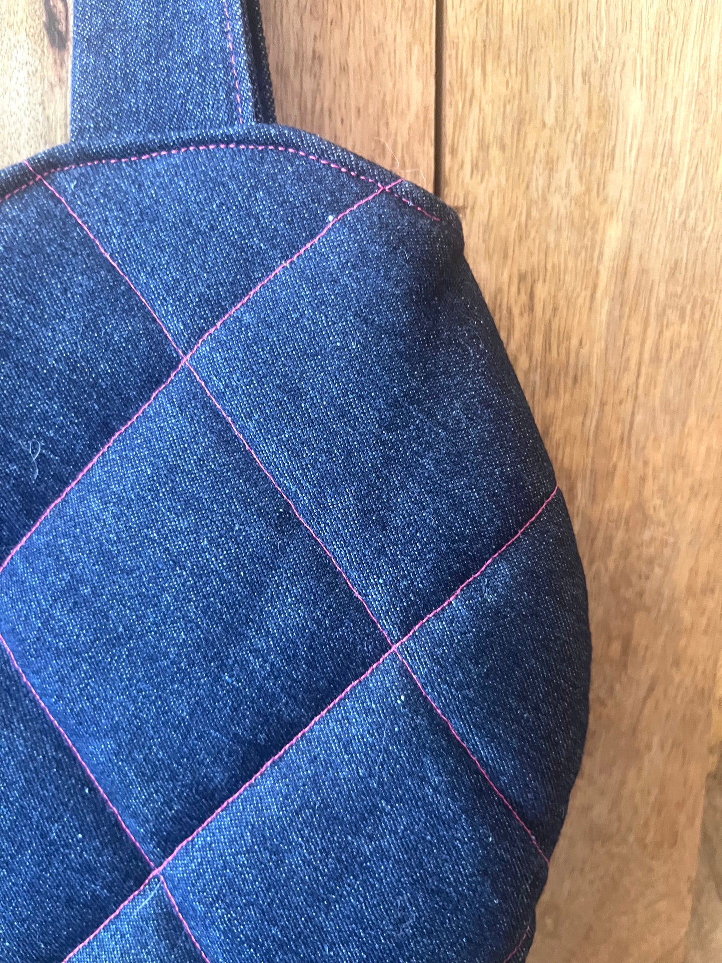 XL Denim Heart Tote Bag (with bow)