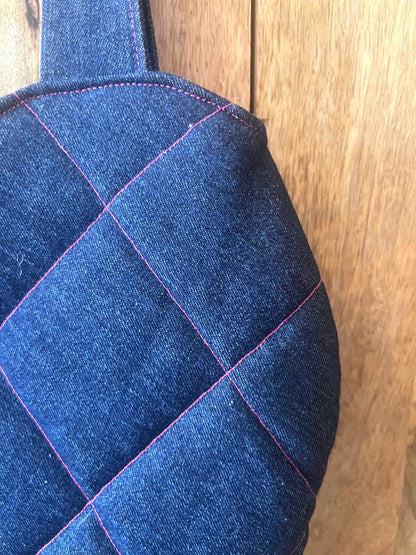 XL Denim Heart Tote Bag (with bow)