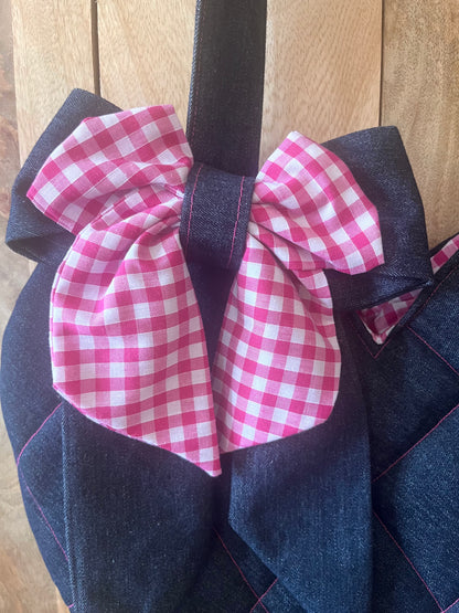 XL Denim Heart Tote Bag (with bow)