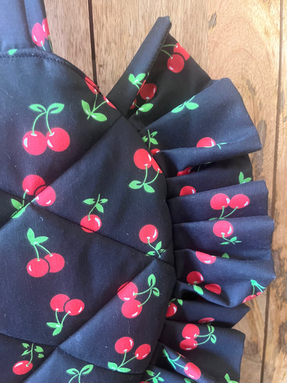 XL Cherry Frill Heart Tote Bag (with bow)