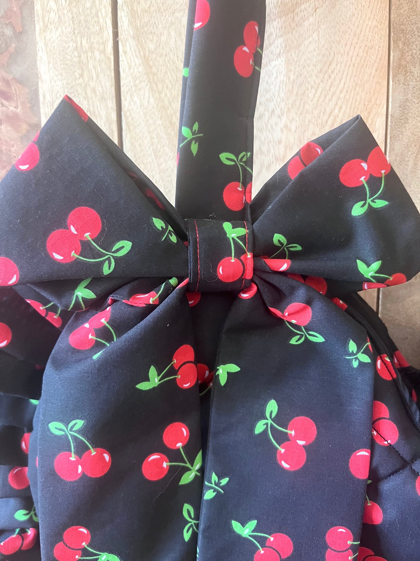 XL Cherry Frill Heart Tote Bag (with bow)
