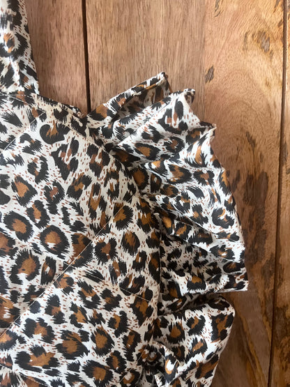 XL Leopard Print Frill Heart Tote Bag (with bow)