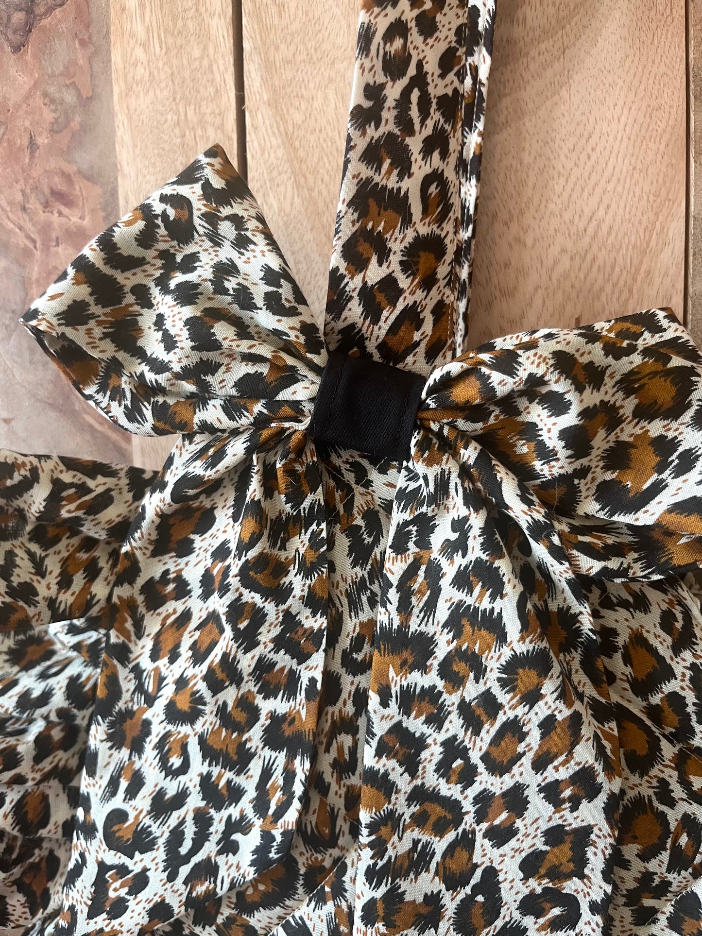 XL Leopard Print Frill Heart Tote Bag (with bow)