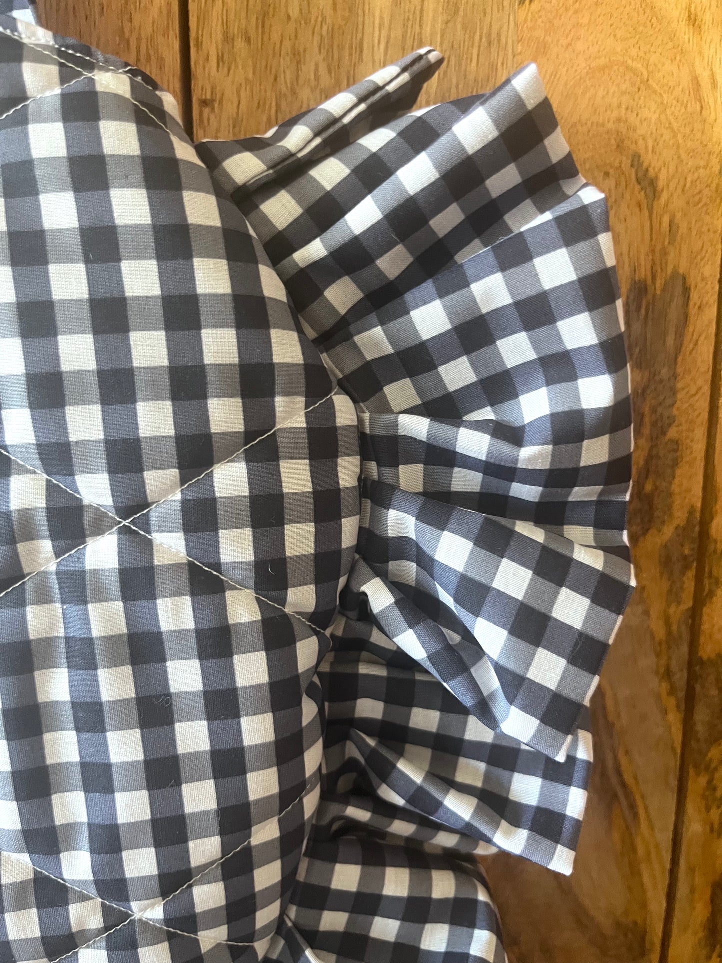 XL Black Gingham Frill Heart Tote Bag (with bow)